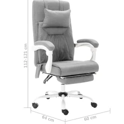 Silla de oficina Ahissa función masaje reclinable gris 112-121x60x64 cm