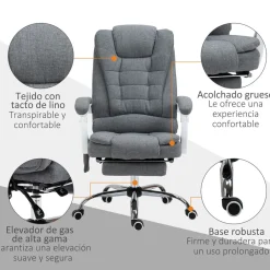 Silla de oficina Altea Vinsetto reclinable + altura regulable con 6 puntos de masaje 113-121x68,5x68,5 cm