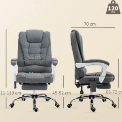Silla de oficina Altea Vinsetto reclinable + altura regulable con 6 puntos de masaje 113-121x68,5x68,5 cm