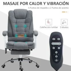 Silla de oficina Altea Vinsetto reclinable + altura regulable con 6 puntos de masaje 113-121x68,5x68,5 cm