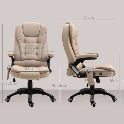 Silla de oficina Arthur Vinsetto altura regulable y función masaje beige 107-116x67x74 cm
