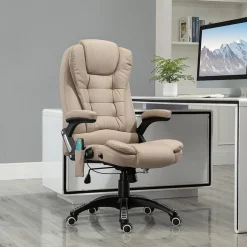 Silla de oficina Arthur Vinsetto altura regulable y función masaje beige 107-116x67x74 cm