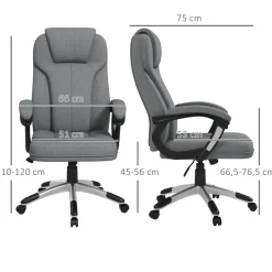 Silla de oficina Azal Vinsetto altura ajustable basculante gris 110-120x66x75 cm