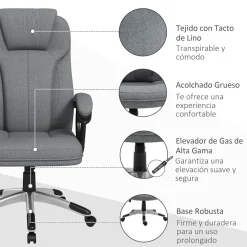 Silla de oficina Azal Vinsetto altura ajustable basculante gris 110-120x66x75 cm