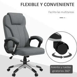 Silla de oficina Azal Vinsetto altura ajustable basculante gris 110-120x66x75 cm