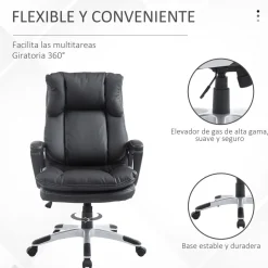 Silla de oficina Beheel Homcom altura ajustable negro 110-120,5x66x71 cm