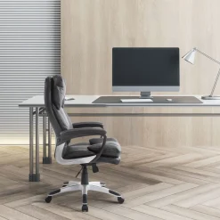 Silla de oficina Beheel Homcom altura ajustable negro 110-120,5x66x71 cm
