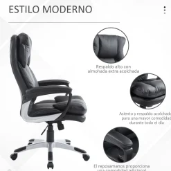 Silla de oficina Beheel Homcom altura ajustable negro 110-120,5x66x71 cm