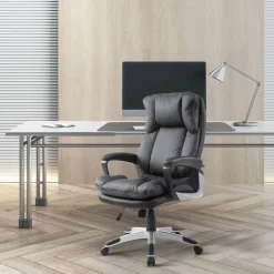 Silla de oficina Beheel Homcom altura ajustable negro 110-120,5x66x71 cm