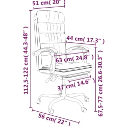 Silla de oficina Beler reclinable acolchado gris claro 112,5-122x63x56 cm