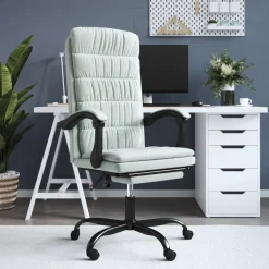 Silla de oficina Beler reclinable acolchado gris claro 112,5-122x63x56 cm