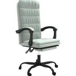 Silla de oficina Beler reclinable acolchado gris claro 112,5-122x63x56 cm