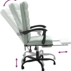 Silla de oficina Beler reclinable acolchado gris claro 112,5-122x63x56 cm