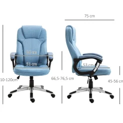 Silla de oficina Benedith Vinsetto respaldo alto con reposabrazos azul 110-120x66x66 cm
