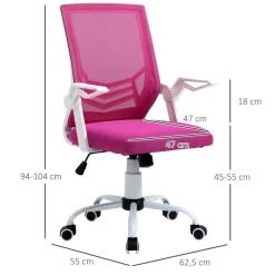 Silla de oficina Broome Vinsetto altura ajustable + reposabrazos abatible 94-104x62,5x55 cm