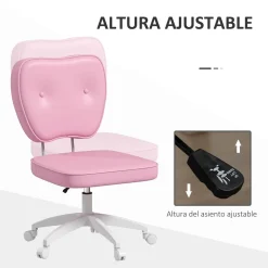 Silla de oficina Cherry Vinsetto altura regulable + ruedas rosa 82-92x46x59 cm