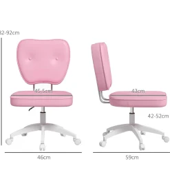 Silla de oficina Cherry Vinsetto altura regulable + ruedas rosa 82-92x46x59 cm