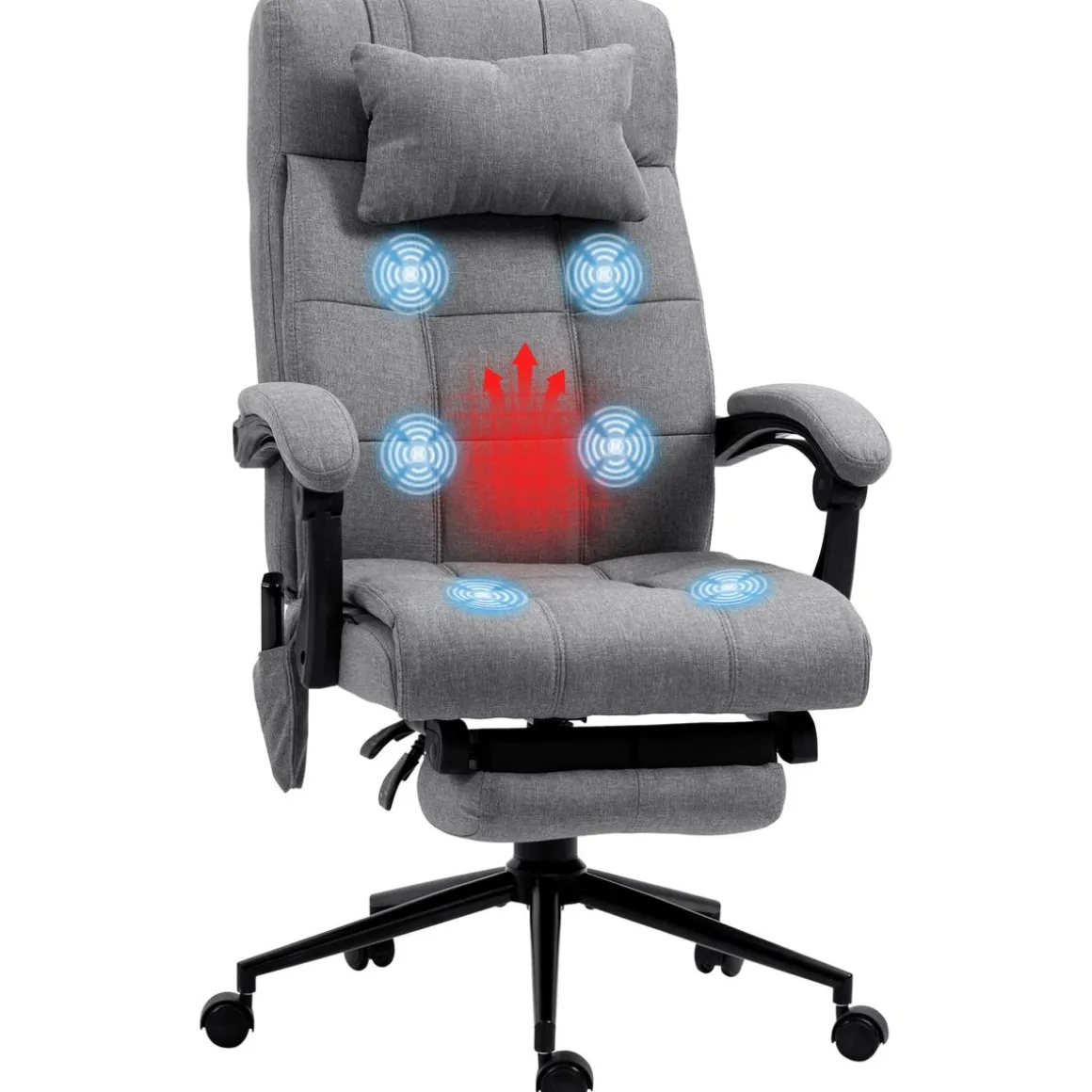 Silla de oficina Comps Vinsetto función masaje 5 modos gris 112-120x66x76 cm