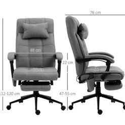 Silla de oficina Comps Vinsetto función masaje 5 modos gris 112-120x66x76 cm
