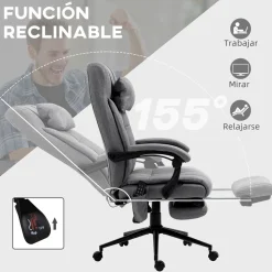 Silla de oficina Comps Vinsetto función masaje 5 modos gris 112-120x66x76 cm