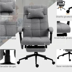Silla de oficina Comps Vinsetto función masaje 5 modos gris 112-120x66x76 cm