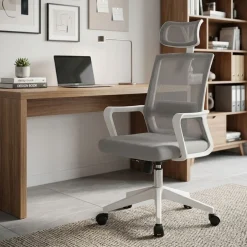 Silla de oficina ergonómica altura regulable reposacabezas 111-120x61x61 cm