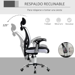 Silla de oficina Farlow Vinsetto altura ajustable + reposacabezas 108-118x62x67 cm