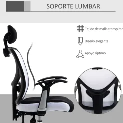 Silla de oficina Farlow Vinsetto altura ajustable + reposacabezas 108-118x62x67 cm