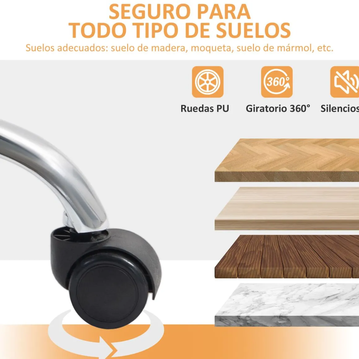 Silla de oficina Fresh Homcom reclinable con altura regulable + reposapiés 113-121x65x76 cm