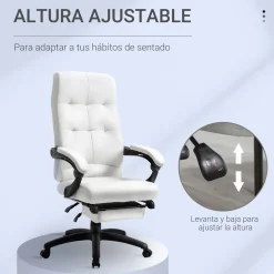 Silla de oficina Hortensia Vinsetto reclinable + reposapiés retráctil 118-125x65x65 cm