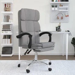 Silla de oficina Álamo reclinable altura regulable gris claro 112,5-122x63x56 cm