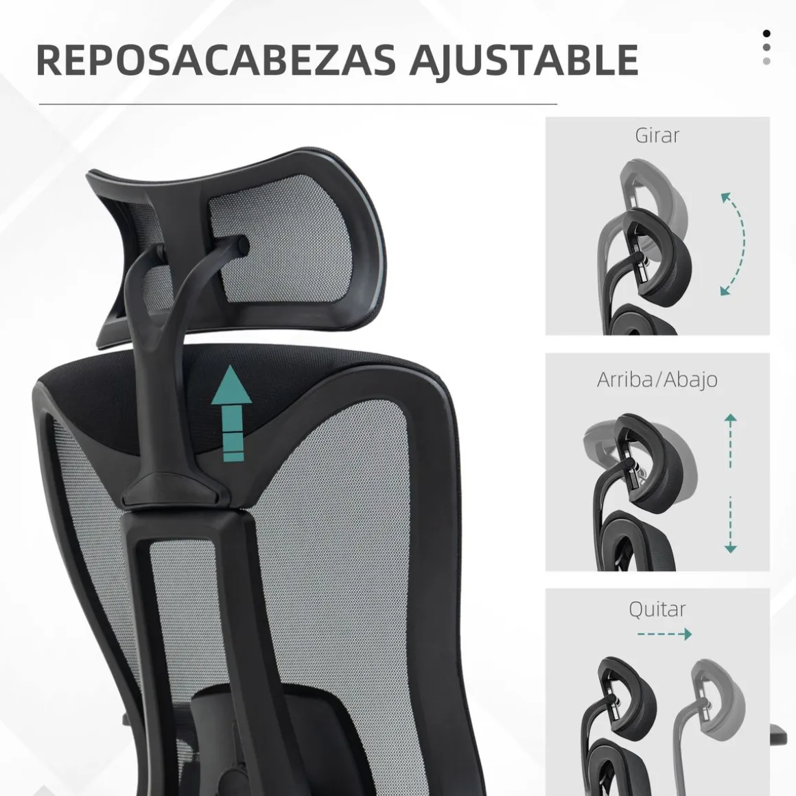 Silla de oficina Lemur Vinsetto con reposacabezas negro 120-128x70x66 cm