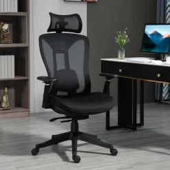 Silla de oficina Lemur Vinsetto con reposacabezas negro 120-128x70x66 cm