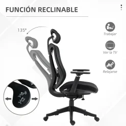 Silla de oficina Lemur Vinsetto con reposacabezas negro 120-128x70x66 cm