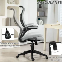 Silla de oficina Álex Homcom basculante altura regulable 113-121x66x66 cm