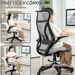 Silla de oficina Álex Homcom basculante altura regulable 113-121x66x66 cm
