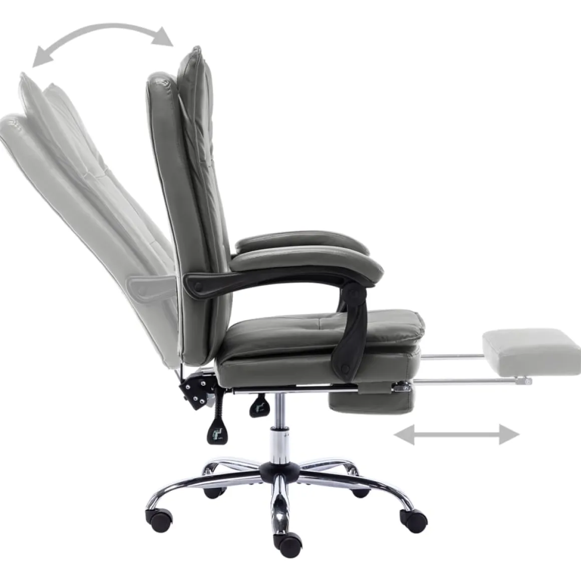 Silla de oficina Linna con reposapiés reclinable 113-120x64x68 cm