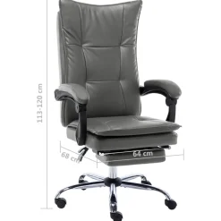 Silla de oficina Linna con reposapiés reclinable 113-120x64x68 cm