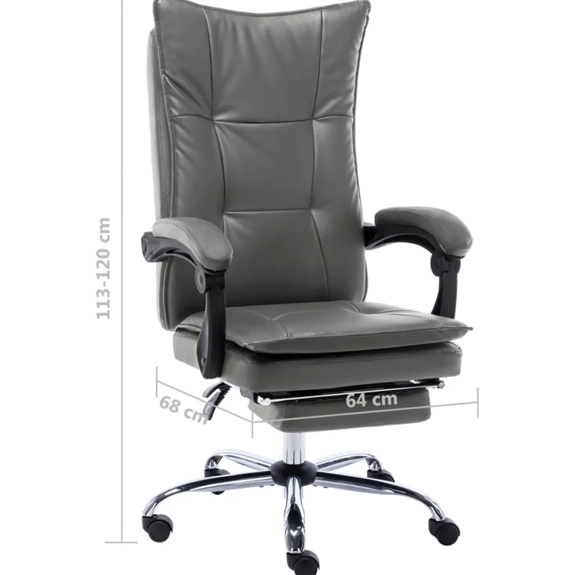 Silla de oficina Linna con reposapiés reclinable 113-120x64x68 cm