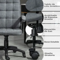 Silla de oficina Lodang Vinsetto altura ajustable con reposabrazos gris 96-105,5x59x63 cm