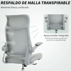 Silla de oficina Luha Homcom basculante con reposabrazos 108-118x64x65 cm