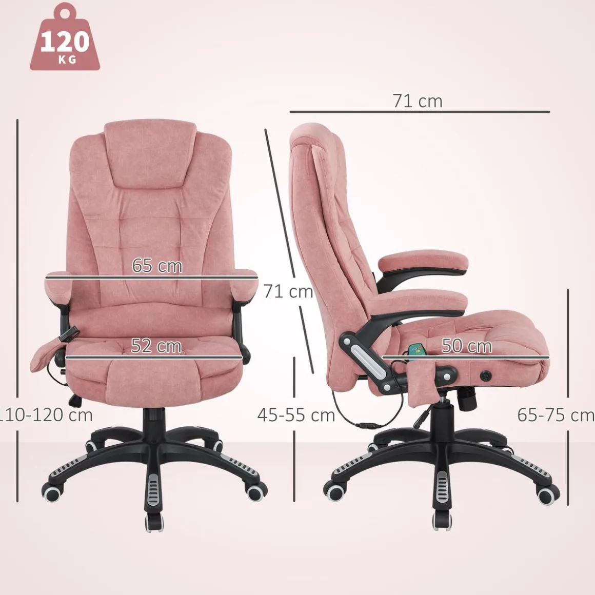 Silla de oficina Myrna Vinsetto altura regulable y función masaje 110-120x68x72 cm