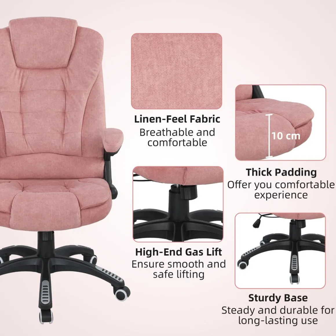 Silla de oficina Myrna Vinsetto altura regulable y función masaje 110-120x68x72 cm