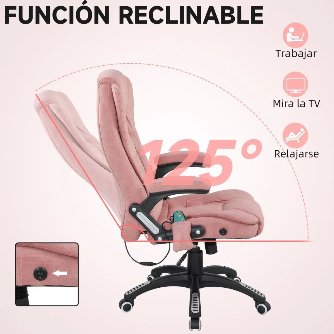 Silla de oficina Myrna Vinsetto altura regulable y función masaje 110-120x68x72 cm