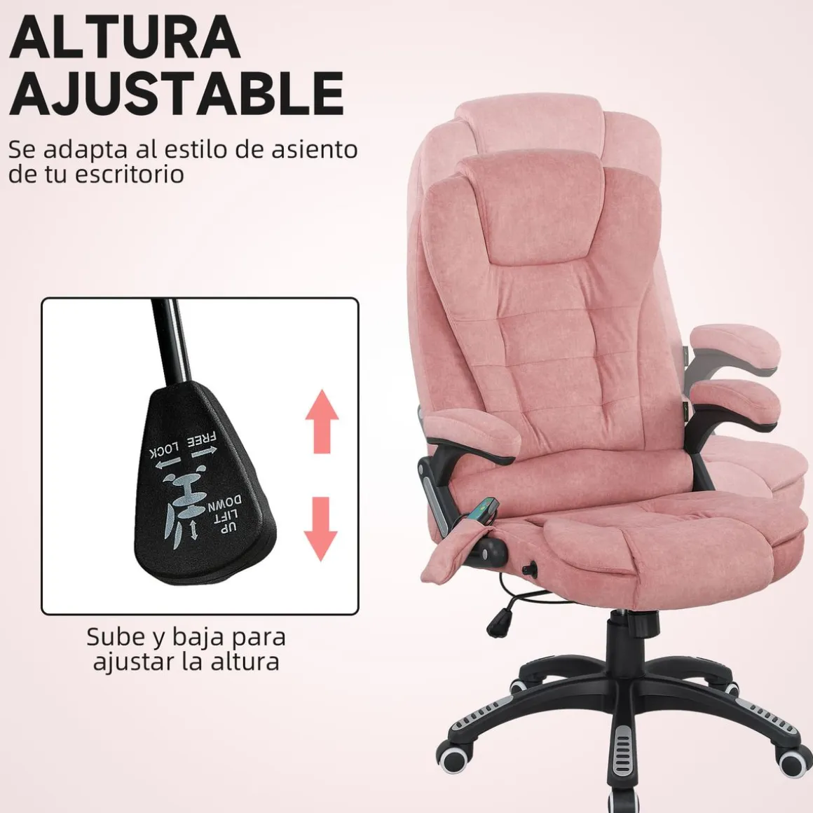 Silla de oficina Myrna Vinsetto altura regulable y función masaje 110-120x68x72 cm