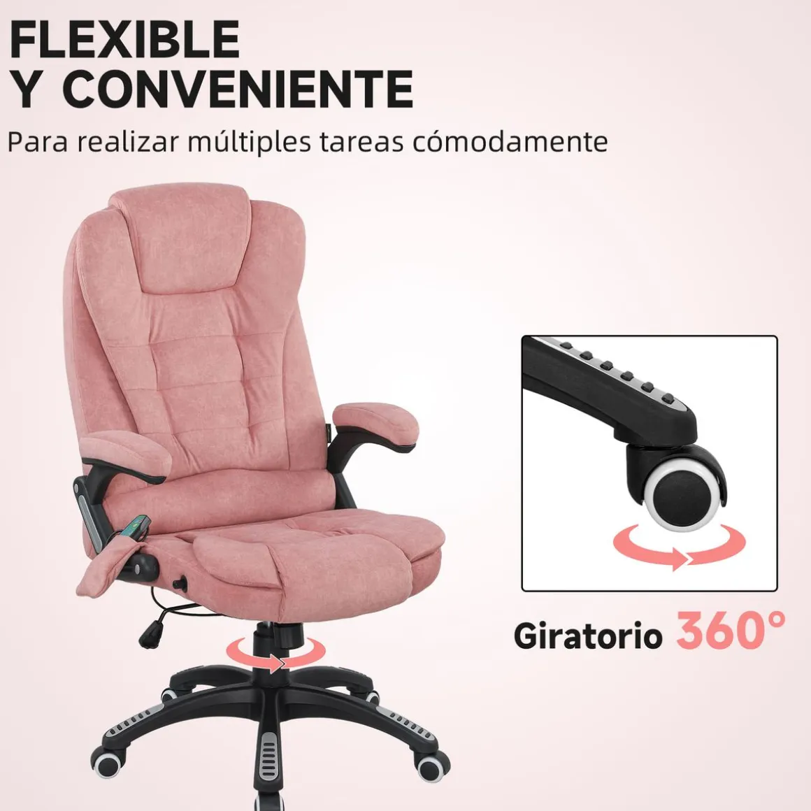 Silla de oficina Myrna Vinsetto altura regulable y función masaje 110-120x68x72 cm