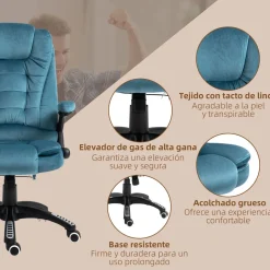 Silla de oficina Myrna Vinsetto altura regulable y función masaje 110-120x68x72 cm
