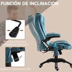 Silla de oficina Myrna Vinsetto altura regulable y función masaje 110-120x68x72 cm