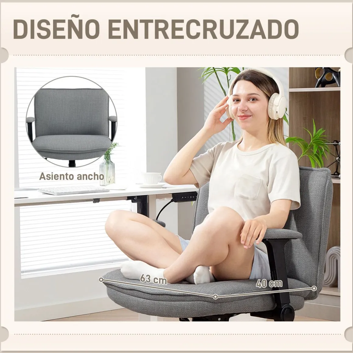 Silla de oficina Nori Homcom altura ajustable 97x76x70 cm