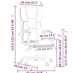Silla de oficina Nusar reclinable con reposapiés 112,5-122x63x56 cm